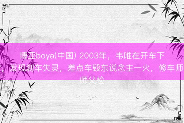 博亚boya(中国) 2003年，韦唯在开车下坡时，发现刹车失灵，差点车毁东说念主一火，修车师父检