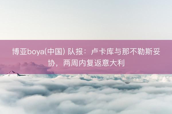 博亚boya(中国) 队报:卢卡库与那不勒斯妥协,两周内复返意大利