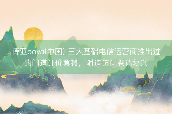 博亚boya(中国) 三大基础电信运营商推出过的门道订价套餐，附造访问卷请复兴