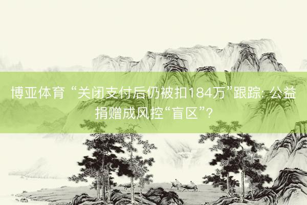 博亚体育 “关闭支付后仍被扣184万”跟踪: 公益捐赠成风控“盲区”?
