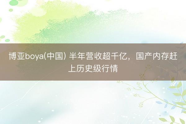 博亚boya(中国) 半年营收超千亿，国产内存赶上历史级行情
