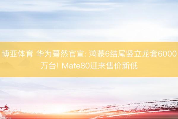 博亚体育 华为蓦然官宣: 鸿蒙6结尾竖立龙套6000万台! Mate80迎来售价新低