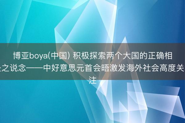 博亚boya(中国) 积极探索两个大国的正确相处之说念——中好意思元首会晤激发海外社会高度关注