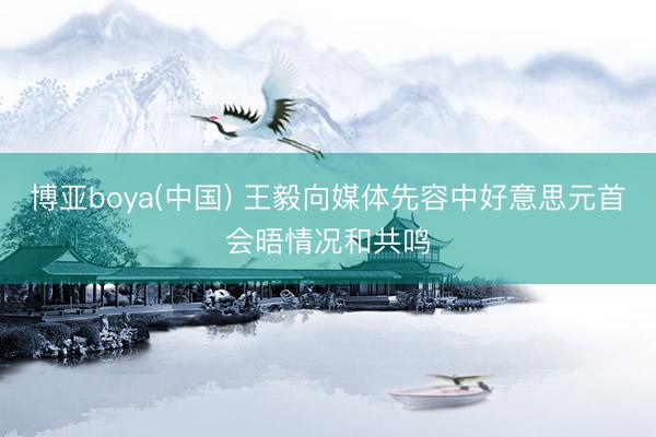 博亚boya(中国) 王毅向媒体先容中好意思元首会晤情况和共鸣