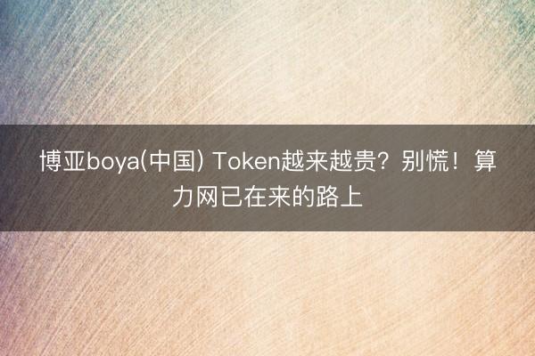 博亚boya(中国) Token越来越贵？别慌！算力网已在来的路上
