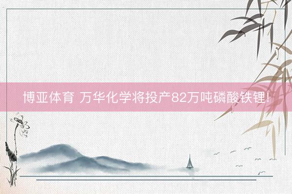 博亚体育 万华化学将投产82万吨磷酸铁锂!