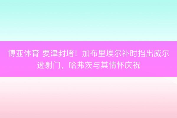 博亚体育 要津封堵！加布里埃尔补时挡出威尔逊射门，哈弗茨与其情怀庆祝
