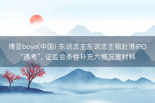 博亚boya(中国) 东说念主东说念主租赴港IPO“遇考”， 证监会条件补充六概况害材料