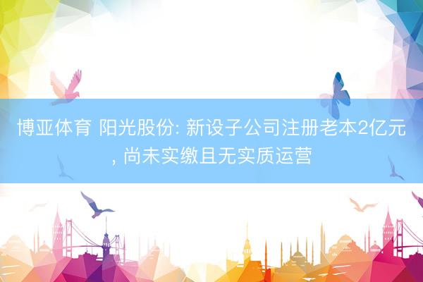 博亚体育 阳光股份: 新设子公司注册老本2亿元， 尚未实缴且无实质运营