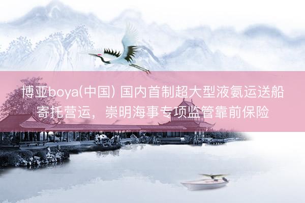 博亚boya(中国) 国内首制超大型液氨运送船寄托营运，崇明海事专项监管靠前保险