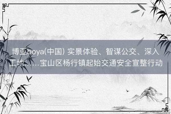 博亚boya(中国) 实景体验、智谋公交、深入工地……宝山区杨行镇起始交通安全宣整行动