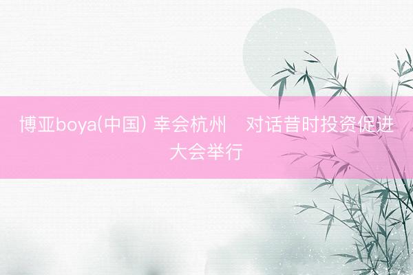 博亚boya(中国) 幸会杭州・对话昔时投资促进大会举行
