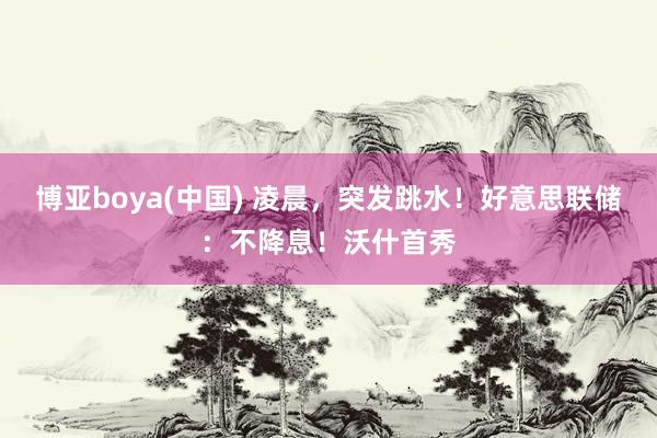 博亚boya(中国) 凌晨，突发跳水！好意思联储：不降息！沃什首秀
